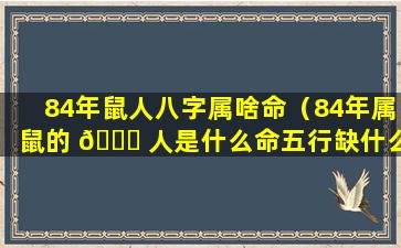 84年鼠人八字属啥命（84年属鼠的 🐘 人是什么命五行缺什么）